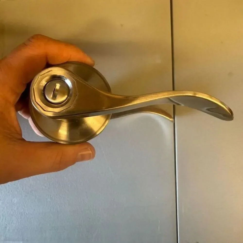 Gobrico 5 Pack Wave‎ Drop Handles Privacy Door Locksets, Brushed Nickel